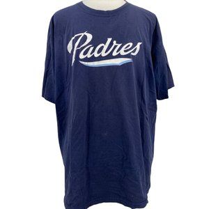 Vintage San Diego SD Padres Men's Thick Navy Blue Faded Short Sleeve Shirt 2XL